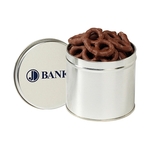 Round 1/2 Quart Tin / Chocolate Covered Pretzels