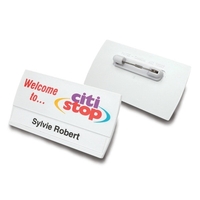 Rectangular personalized badge; 2 3/4" x 1 1/2".... from ASI 79896 Promo Plastik