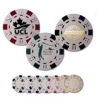 Color Foil Stamped Dice Poker Chips with white center.... from ASI 63500...