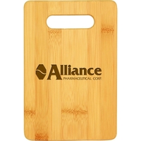 The 6" x 9" cutting board is made of bamboo wood... from ASI 92531 Unique...