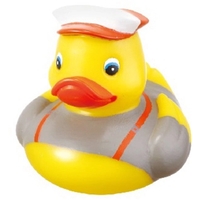 Rubber Trucker Duck Squeaking Toy balanced for floating... from ASI 31977...