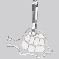 Custom shape, laser-etched clear acrylic zipper pull.... from ASI 72521...