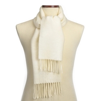 Ivory white acrylic unisex muffler scarf with matching rope fringe.... from...