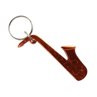 Saxophone shaped bottle opener key holder, 1" split ring and 1/4"... from ASI...