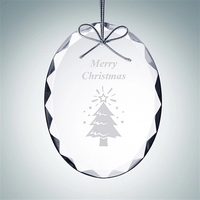 Gem-Cut Oval Clear Glass Ornament