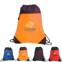 Micro fiber drawstring backpack with a front zippered pocket for extra......