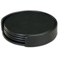Set of four round coasters made of black leatherette with a... from ASI 48125...
