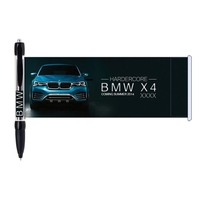 Click action ballpoint pen with rubber grip and retractable banner.... from...