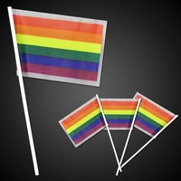 4" x 6" plastic rainbow handheld flags with 9.5" white stick.... from ASI...