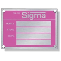 Sealed anodized aluminum plate .020 for indoor use only. Screen printed......