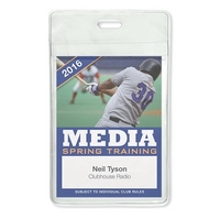 Durable event-size vinyl badge holders feature front & back pockets plus......