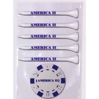 Golf Tee Poly Bag Combination Pack with 5 Tees & Poker Chip