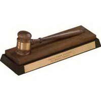 American Walnut and Ebony Gavel Desk Stand