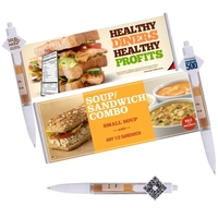 Click action plastic ballpoint pen with full color pull out retractable......