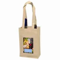 7" x 11" 100GSM non-woven polypropylene dual-bottle wine tote with gusset......