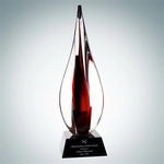 Art Glass Contemporary Award with Black Crystal Base