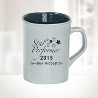 10 oz. silver ceramic mug with a round corner is custom... from ASI 47791...