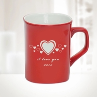 10oz Red Ceramic Round Corner Mug