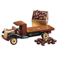 collectible wooden 1930-era flat bed truck replica with chocolate covered...