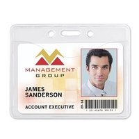 Premium grade vinyl badge holders feature standard slot and chain holes......