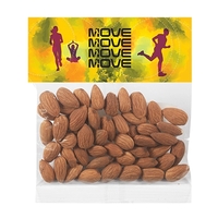 Clear 2 oz. pouch filled with raw almonds, featuring a four... from ASI 71685...