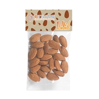 Clear 1 oz. pouch filled with raw almonds, featuring a four... from ASI 71685...