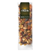 Snack pack filled with fitness trail mix; includes 4-color process...