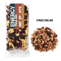 Snack pack filled with fitness trail mix; includes 4-color process...