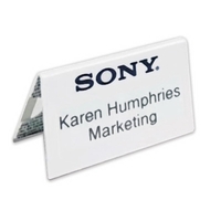 Custom re-usable tent card place settings are available single or...