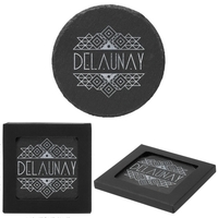 Natural slate coaster that includes feet to protect furniture.... from ASI...