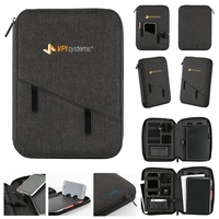 Linen full-zip portfolio with a built-in power bank, tech organizer,...