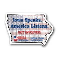 2.22" x 3.28" Iowa state-shaped magnet with a four color imprint... from ASI...