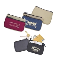 Versatile two-tone coin purse in a suede-style vinyl / microfiber combo.......