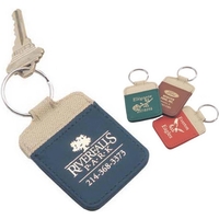 Key tag with khaki nylon top stitched to suede-style vinyl.... from ASI 83770...