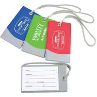 Luggage tag in bright vinyl colors accented with silver trim.... from ASI...