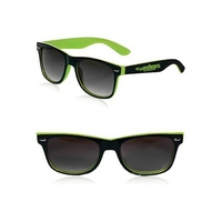 Adult-sized plastic sunglasses with UV 400 protection in several two-tone...