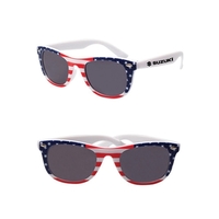 Adult-sized plastic American flag printed sunglasses with UV protection.......