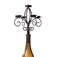 Wine Bottle Candelabra, Antique Black