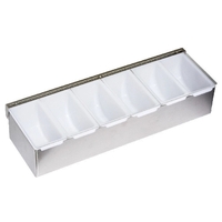 Barkeeper's Condiment Holder, Stainless Steel, 6 compartment