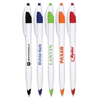 Click-top plastic pen available in several colors, measuring 0.65" x...