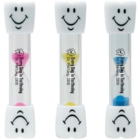 Tooth-shaped toothbrush timer that's filled with sand and lasts for three......