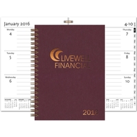 Wired planner with foil imprint and month-at-a-glance page preceding each...