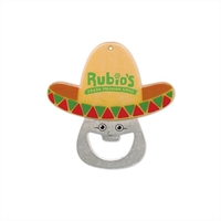 Plastic and metal bottle opener with face and sombrero for Cinco... from ASI...