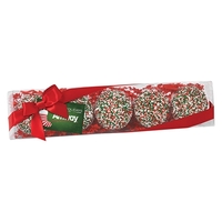 Five pack of chocolate covered Oreos® with red and green nonpareil... from...
