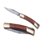 Brass and rosewood pocket knife with locking blade