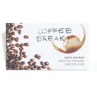 Full color specialty business cards made with 16 pt. soft touch... from ASI...
