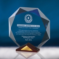 Optic Crystal Octavia Award - Wood Base