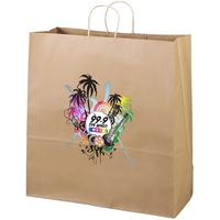 Eco-friendly brown kraft paper shopper with twisted paper handles and...