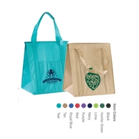 Insulated grocery tote bag with zippered closure, exterior pocket, fold-away...
