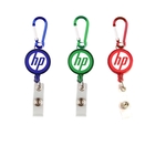 Round retractable badge holder with carabiner